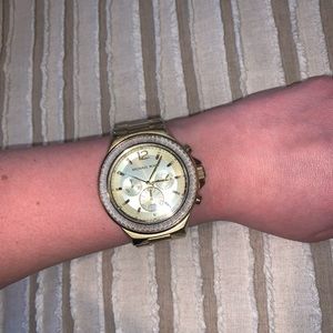 Gold Michael Kors Watch with bezel baguettes